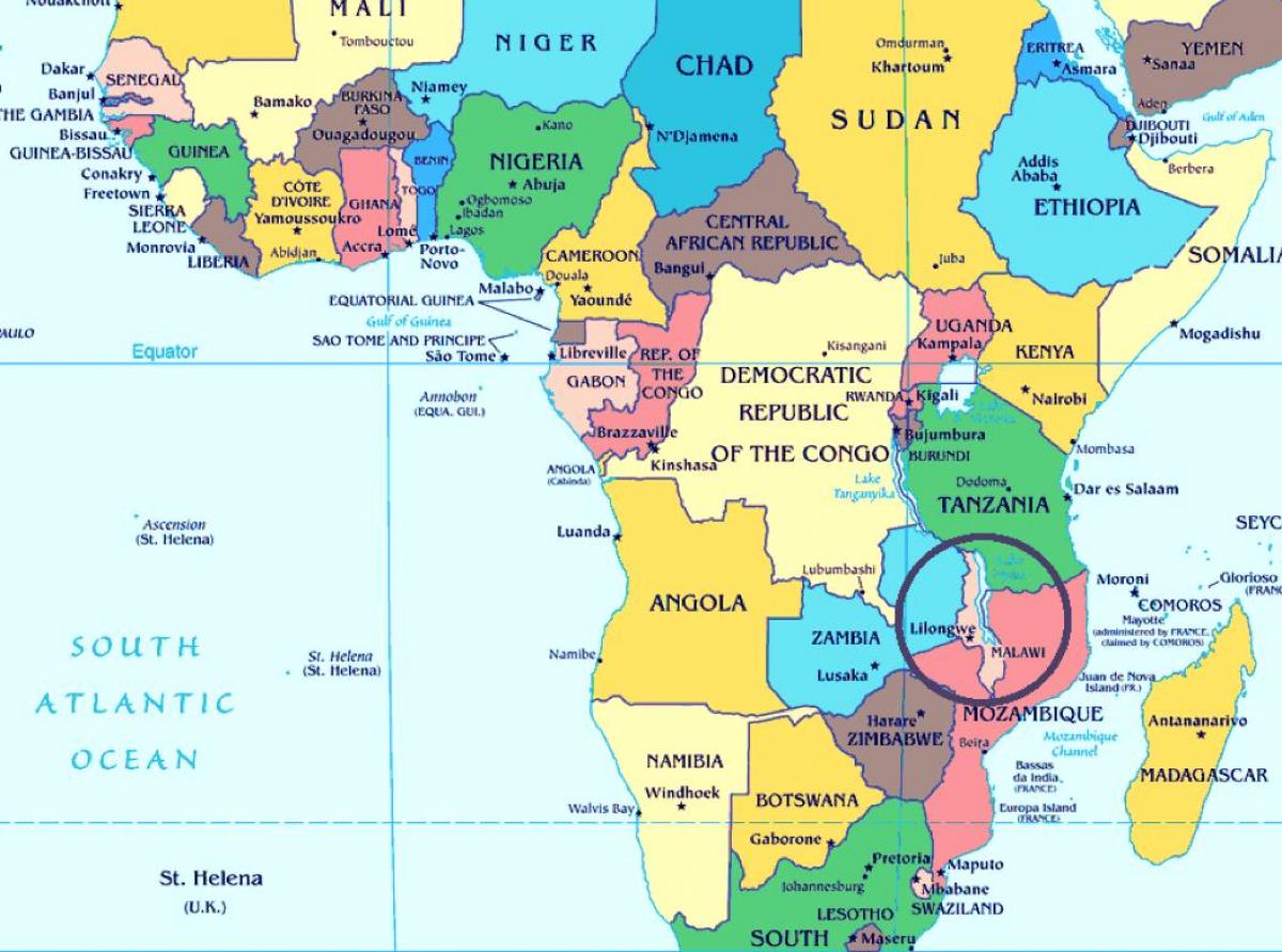 Malawi, país en el mapa del mundo