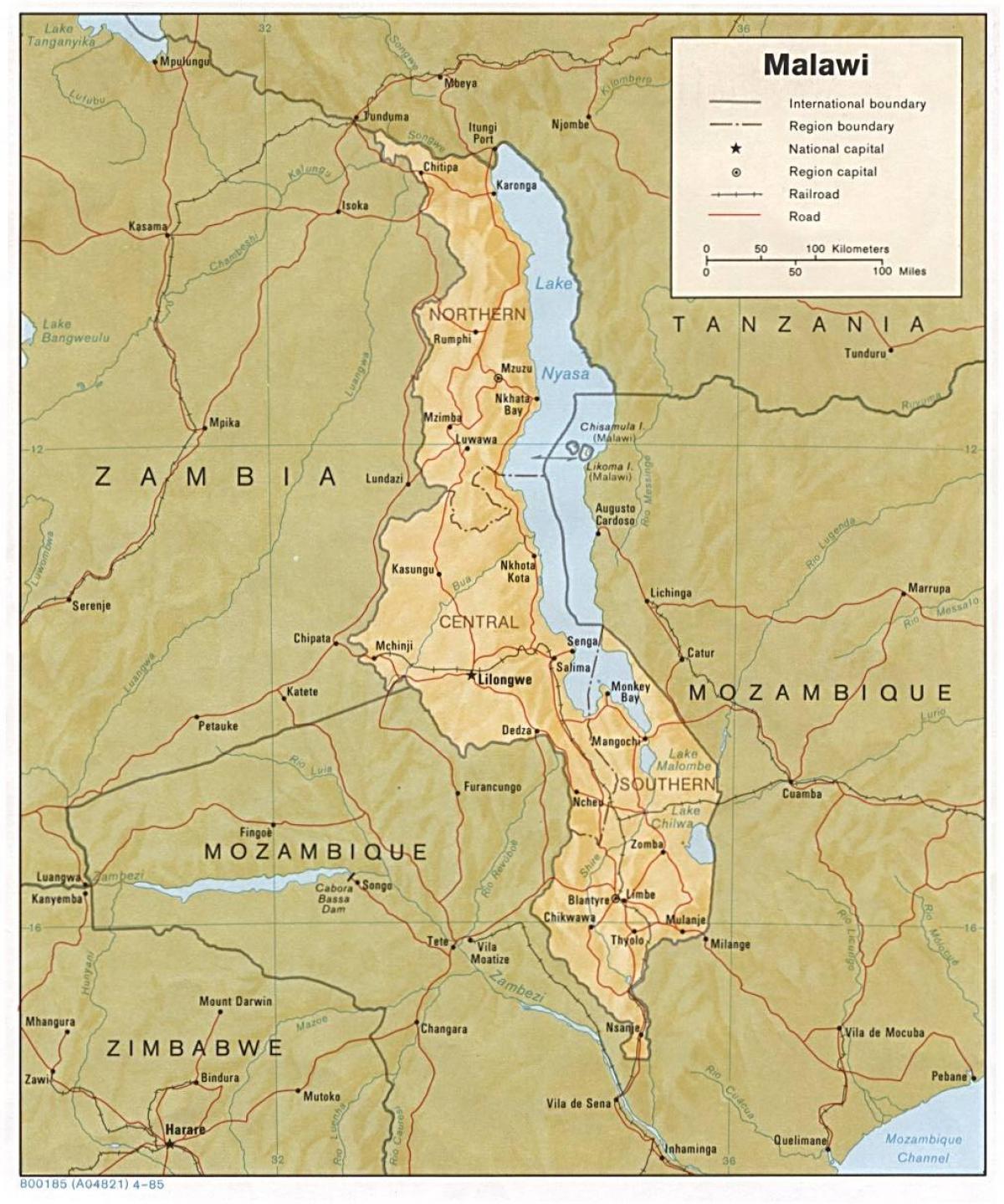 el lago Malawi en el mapa