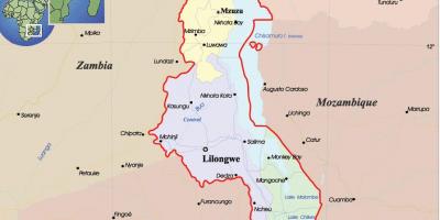 Mapa de Malawi político