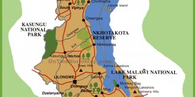 Mapa de Malawi y los países vecinos